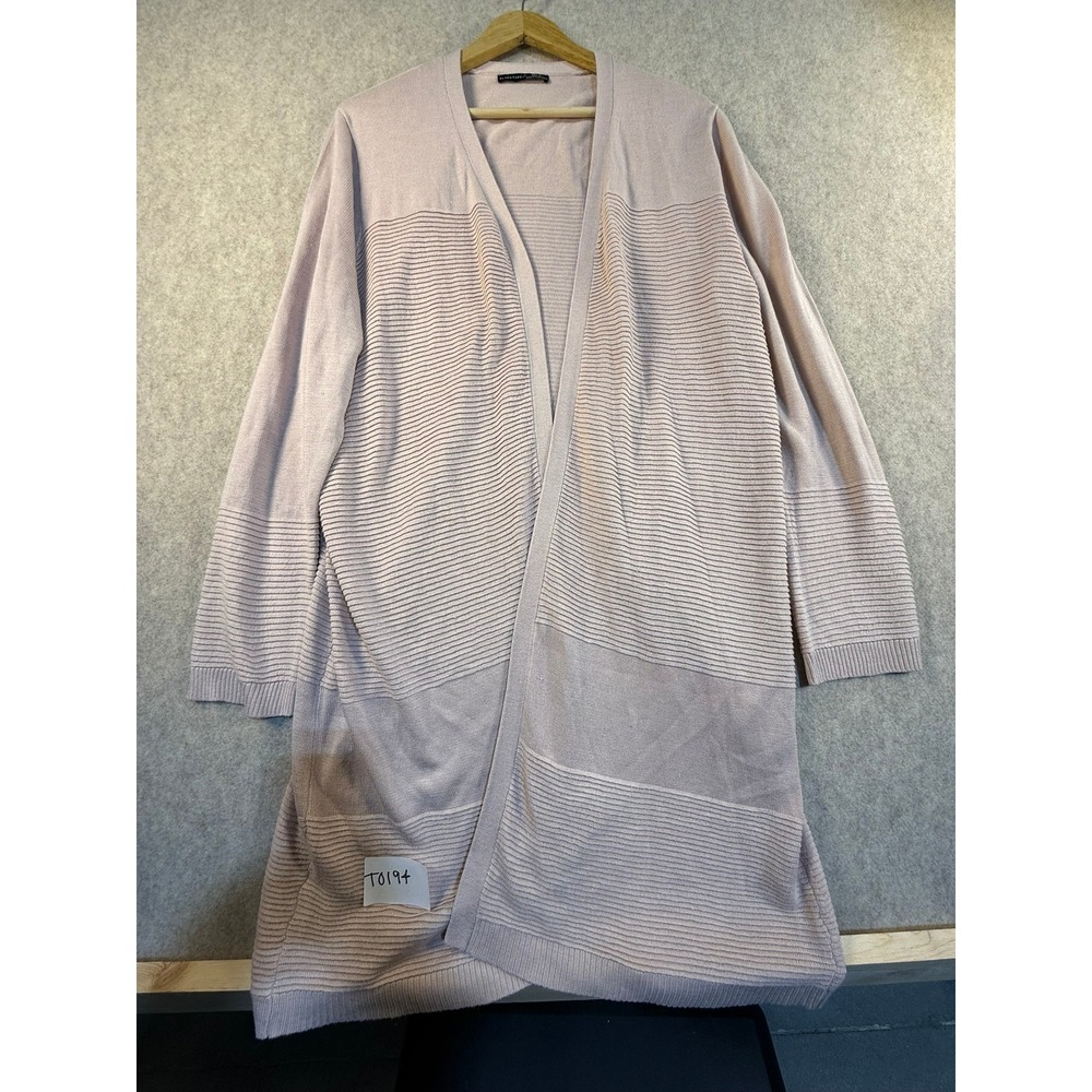 Black Tape Womens XL Mauve Pink Ribbed Open Front Longline Cardigan Sweater‎